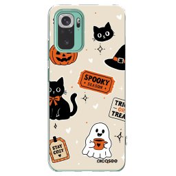 Átlátszó szilikon tok az alábbi mobiltelefonokra Xiaomi Redmi Note 10 Pro - Halloween stickers