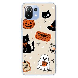 Átlátszó szilikon tok az alábbi mobiltelefonokra Xiaomi Mi 11 Lite - Halloween stickers