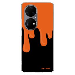 Átlátszó szilikon tok az alábbi mobiltelefonokra Huawei P50 - Orange spooky