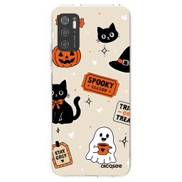 Átlátszó szilikon tok az alábbi mobiltelefonokra Xiaomi Poco M3 Pro 5G - Halloween stickers