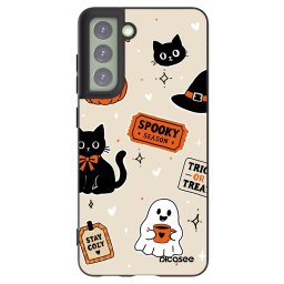 Fekete szilikon tok az alábbi mobiltelefonokra Samsung Galaxy S21 FE 5G - Halloween stickers