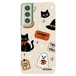 Átlátszó szilikon tok az alábbi mobiltelefonokra Samsung Galaxy S21 FE 5G - Halloween stickers