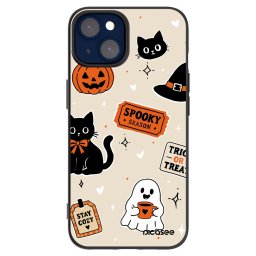 Fekete szilikon tok az alábbi mobiltelefonokra Apple iPhone 14 - Halloween stickers