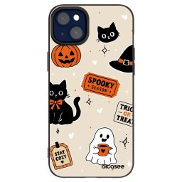 Fekete szilikon tok az alábbi mobiltelefonokra Apple iPhone 14 Plus - Halloween stickers