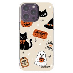 Átlátszó szilikon tok az alábbi mobiltelefonokra Apple iPhone 14 Pro Max - Halloween stickers