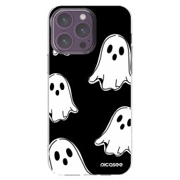 Átlátszó szilikon tok az alábbi mobiltelefonokra Apple iPhone 14 Pro Max - Black ghosts