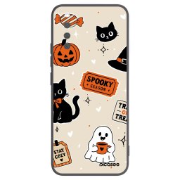 Fekete szilikon tok az alábbi mobiltelefonokra Sony Xperia 10 III - Halloween stickers