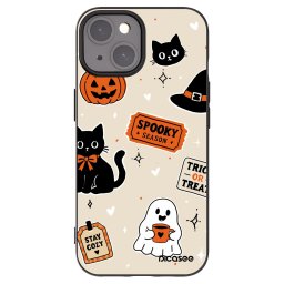 Fekete szilikon tok az alábbi mobiltelefonokra Apple iPhone 15 - Halloween stickers