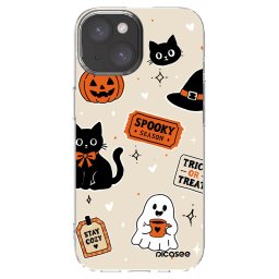 Átlátszó szilikon tok az alábbi mobiltelefonokra Apple iPhone 15 - Halloween stickers