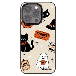 Fekete szilikon tok az alábbi mobiltelefonokra Apple iPhone 15 Pro - Halloween stickers