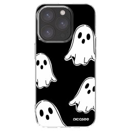Átlátszó szilikon tok az alábbi mobiltelefonokra Apple iPhone 15 Pro - Black ghosts