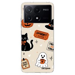 Átlátszó szilikon tok az alábbi mobiltelefonokra Xiaomi Poco X6 Pro - Halloween stickers
