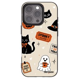 Fekete szilikon tok az alábbi mobiltelefonokra Apple iPhone 16 Pro - Halloween stickers