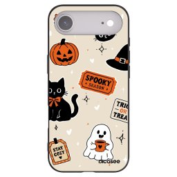 Fekete szilikon tok az alábbi mobiltelefonokra Apple iPhone Air - Halloween stickers
