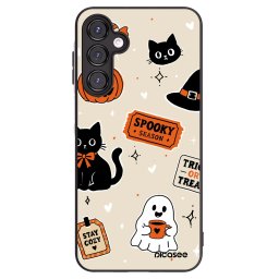 Fekete szilikon tok az alábbi mobiltelefonokra Samsung Galaxy A16 4G - Halloween stickers
