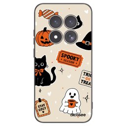 Fekete szilikon tok az alábbi mobiltelefonokra Xiaomi Redmi Note 15 Pro 5G - Halloween stickers