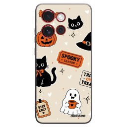 Fekete szilikon tok az alábbi mobiltelefonokra Motorola Edge 60 Neo 5G - Halloween stickers