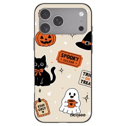 Fekete szilikon tok az alábbi mobiltelefonokra Apple iPhone 18 Pro Max - Halloween stickers