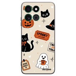 Fekete szilikon tok az alábbi mobiltelefonokra Motorola Moto G57 Power - Halloween stickers