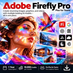 Adobe Firefly Pro Plus for Teams 10k credits COM 1 - 9 Felhasználó(k)