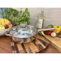 BestCOOK Serpenyő üvegfedővel 24 cm 3,1 literes rozsdamentes Vintage Collection BC-0001/6