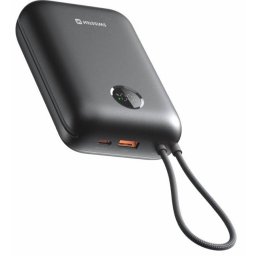 SWISSTEN POWER BANK VOLTBOX 35W 30000 mAh BEÁLLÍTOTT USB-C ÉS LIGHTNING KABELEK FEKETE