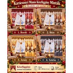 Karácsonyi manós készfüggöny 400×160 cm - 4 színben