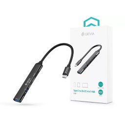 Devia Lite1 4 in 1 Hub - USB-C 3.1 - USB 3.0/USB 2.0/2xType-C elosztó/adapter - szürke