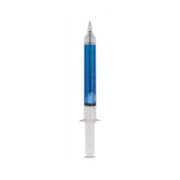 Golyóstoll nyomógombos műanyag kék test, Vaccine, írásszín kék 50db/doboz