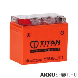 Titan Energy Bike Power YTX12-GEL 12V 12Ah 240A motorkerékpár akkumulátor BAL+