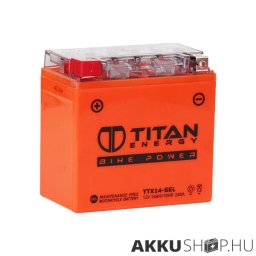 Titan Energy Bike Power YTX14-GEL 12V 14Ah 240A motorkerékpár akkumulátor BAL+