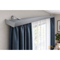 (9 szín 16 méret) DecoLino Design karnis szett oldalfali tartóval (1,25méter) - Ezüst metál