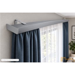 (9 szín 16 méret) DecoLino Design karnis szett oldalfali tartóval (3,5méter) - Ezüst metál