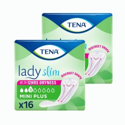 Tena Lady Slim mini plus inkontinencia betét (2x16 db) + AJÁNDÉK Tena kozmetikai táska