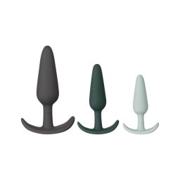 Amaysin - fekete-zöld szilikon anál plug szett kezdőknek (3 db)