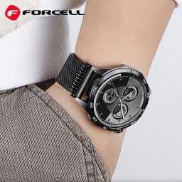 FORCELL F-DESIGN FS10 acél szíj SAMSUNG Watch 20 mm-es fekete színű