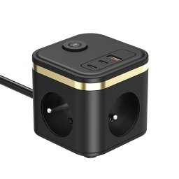 Tápegység VIKING YC33, fekete/kimenet:3xAC, 1xUSB-A,2xUSB-C/On/Off gomb/1,4m kábel