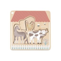 Többrétegű fa kirakós – Farm állatokkal