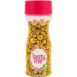 Tasty Me gluténmentes metallic pearls tortadekor mix antik arany 75 g