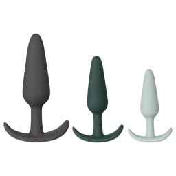 Amaysin - fekete-zöld szilikon anál plug szett kezdőknek (3 db)