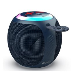 DEVIA LITE1 bluetooth hordozható hangszóró (v5.3, 5W, TF/microSD kártyaolvasó, FM rádió, LED világítás) SÖTÉTKÉK