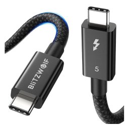 BLITZWOLF BW-HDC8 adatkábel (Type-C - Type-C, 240W, gyorstöltő, 150cm, Thunderbolt 5) FEKETE