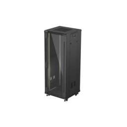 Lanberg FF01-6632-12B 19" 32U SZÉL:600mm MÉLY:600mm MAG:1603mm lapraszerelt üvegajtós fekete álló rack szekrény