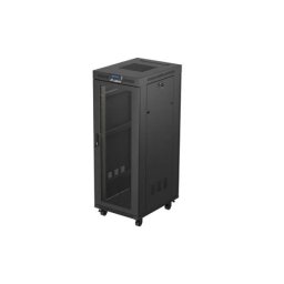 Lanberg FF01-6832-23BL 19" 32U SZÉL:600mm MÉLY:800mm MAG:1676mm lapraszerelt LCD hálós fémajtós fekete álló rack szekrény