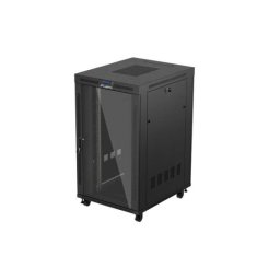 Lanberg FF01-8027-12BL 19" 27U SZÉL:800mm MÉLY:1000mm MAG:1461mm lapraszerelt LCD üvegajtós fekete szerver szekrény