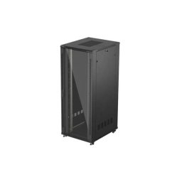 Lanberg FF01-8042-12B 19" 42U SZÉL:800mm MÉLY:1000mm MAG:2047mm lapraszerelt üvegajtós fekete szerver szekrény