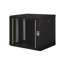 DIGITUS DN-19 09-U-SW Unique 19" 9U 509x600x450mm lapraszerelt üvegajtós fekete Unique fali rack szekrény