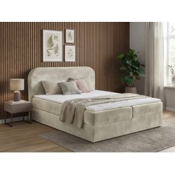Kárpitozott boxspring ágy FORENA 160x200 cm krém színű RIVIERA 03 + CORTO 03 Matrac: Bonell rugós matrac