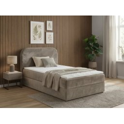 Kárpitozott boxspring ágy FORENA 90x200 cm bézs RIVIERA 16 + CORTO 06 Matrac: Bonell rugós matrac