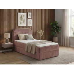Kárpitozott boxspring ágy FORENA 90x200 cm ódon rózsaszínű RIVIERA 58 + CORTO 61 Matrac: Bonell rugós matrac